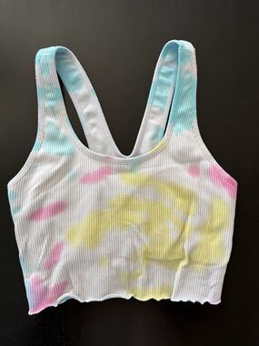 Spiritual Gangster Tie-Dye Ribbed Cropped Tank Top - Pastel Multi Size XS / S
